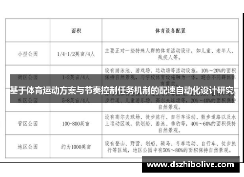 基于体育运动方案与节奏控制任务机制的配速自动化设计研究